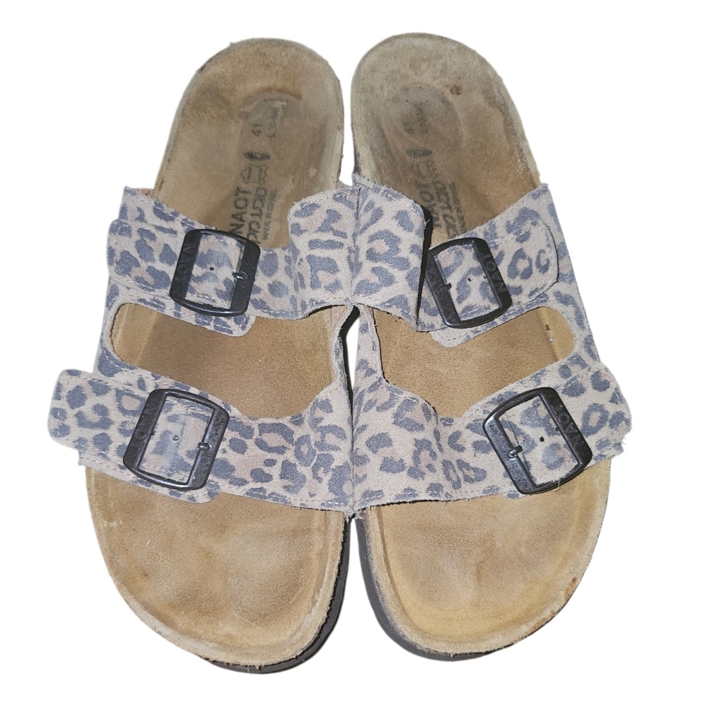 Naot Leopard Print Double Buckle Sandals - Tan Black - Picture 2 of 5